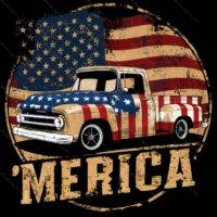 America Patriotic Retro Truck Direct to Film (DTF) Heat Transfer U-838