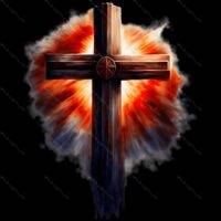 Burning Light Cross Inspirational Direct to Film (DTF) Heat Transfer I-841