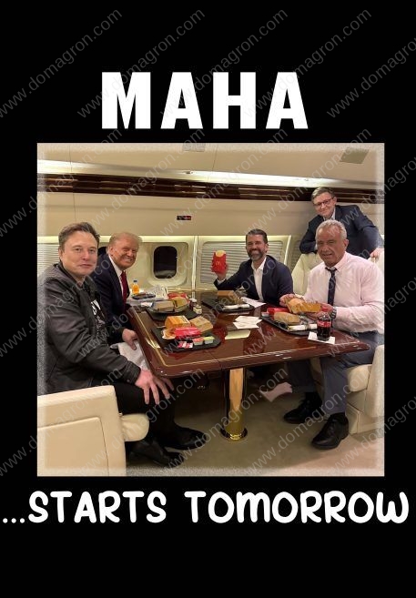 Trump MAHA Starts Tomorrow McDonalds Meal on Trump Force One Metal Photo T-845