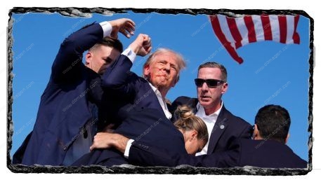 Trump Attempted Assassination Attempt Photo on Solid Slate