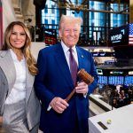 Trump At NYSE After Ringing Bell Metal Photo