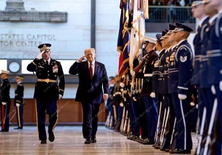 Military Visit During Trump's 2024 Inauguration Metal Photo