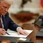 Trump Signing Day 1 Executive Order Metal Photo