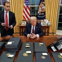 Trump First Day Executive Order Metal Photo