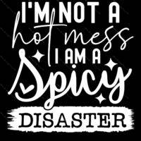 I'm Not A Hot Mess I Am A Spicy Disaster Sarcastic Direct to Film (DTF) Heat Transfer S-928