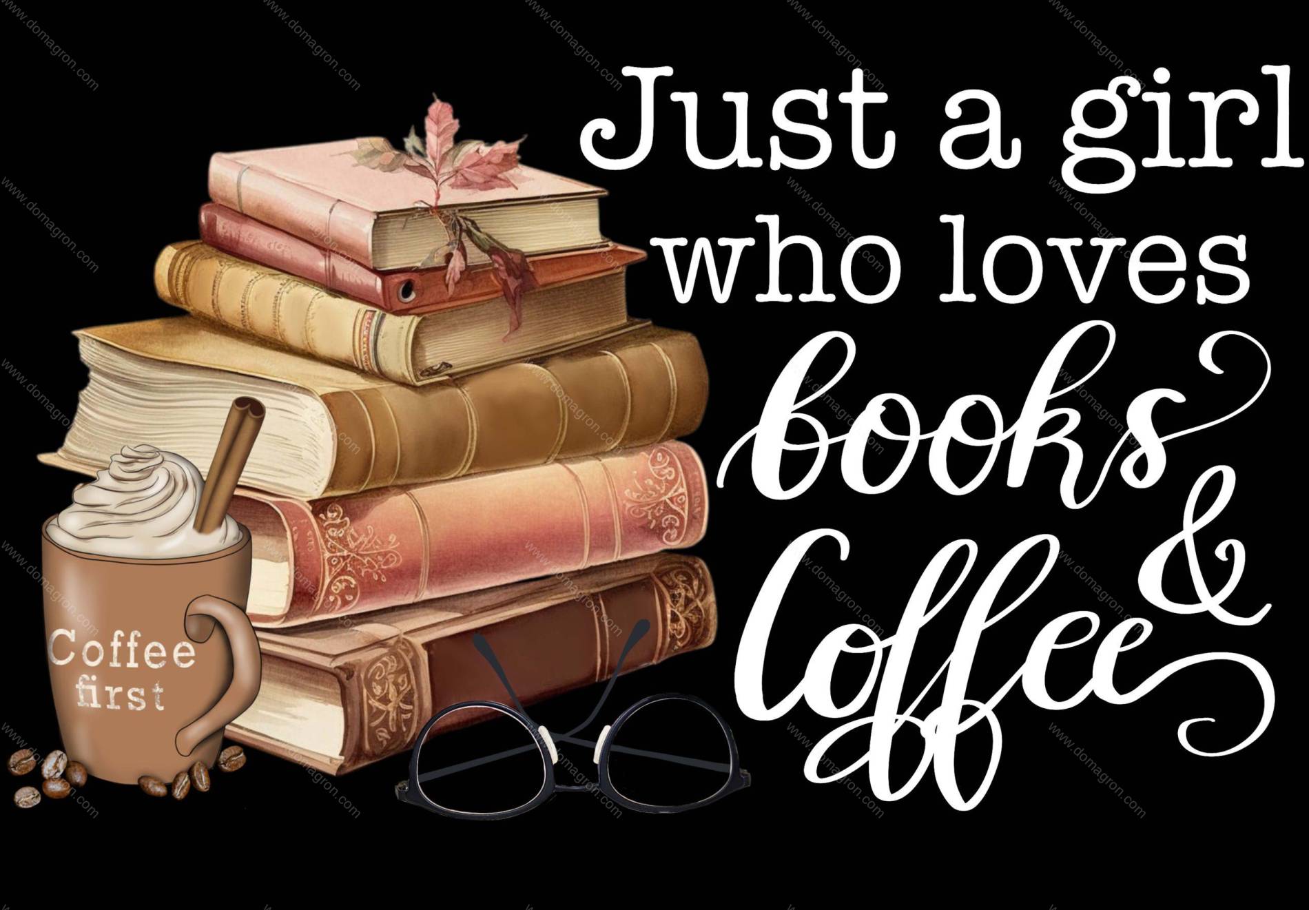 Just a Girl Who Loves Books and Coffee Metal Photo F-923