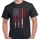 Billiards Cue Stick American Flag Shirt U-955