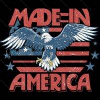 Made In America Patriotic 1776 Eagle Direct to Film (DTF) Heat Transfer U-982