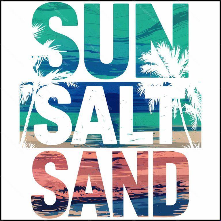 Salt Sun Sand Beach Lover Direct to Film (DTF) Heat Transfer F-991