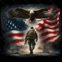 Military Eagle With Soldier Patriotic Metal Photo U-959