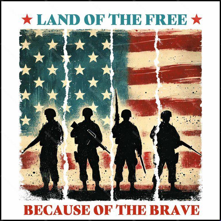 Land Of The Free Because Of The Brave Direct to Film (DTF) Heat Transfer U-998
