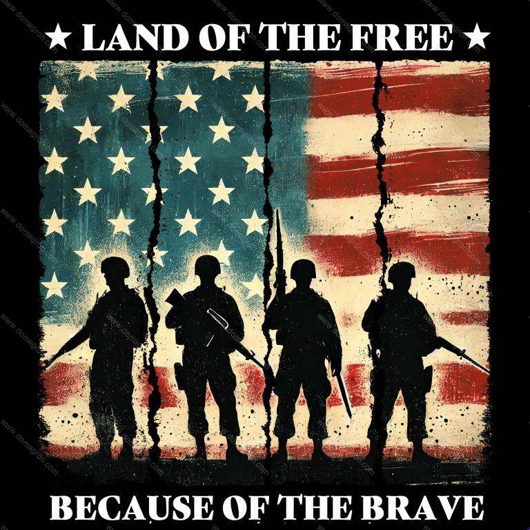 Land Of The Free Because Of The Brave Direct to Film (DTF) Heat Transfer U-998