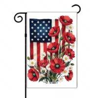 Floral American Flag Garden Flag U-1002