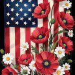 Floral American Flag Metal Photo U-1002