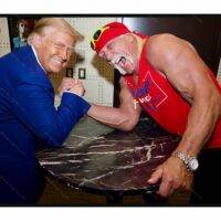 Trump and Hulk Hogan Arm Wrestling License Plate