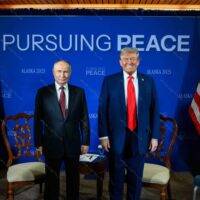 Trump and Putin at October Peace Summit In Alaska Metal Photo