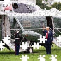 Trump Waiving Next To Marine 1 Jigsaw Puzzle