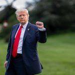Trump Fist Pumping On Whitehouse Lawn Metal Photo