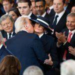 Trump Kissing Melania at Inauguration Metal Photo