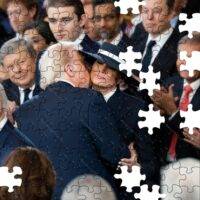 Trump Kissing Melania at Inauguration Jigsaw Puzzle