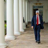 Trump Walking To July 4 2025 Festivities Metal Photo