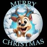 Peekaboo Reindeer Merry Christmas Direct to Film (DTF) Heat Transfer H-1100