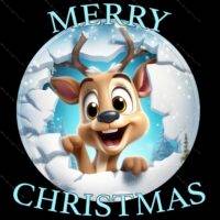 Peekaboo Reindeer Merry Christmas Direct to Film (DTF) Heat Transfer H-1100