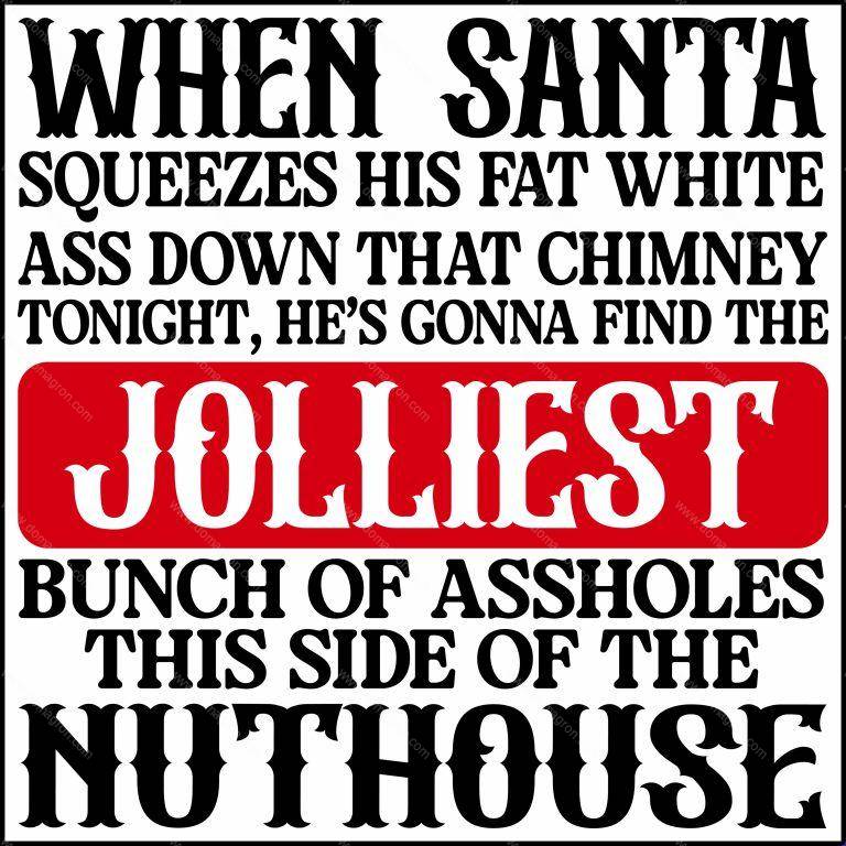 When Santa Squeezes His Fat Christmas Direct to Film (DTF) Heat Transfer I-1055