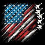 Fighter Jet American Flag Metal Photo U-1069