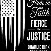 Firm In Faith Fierce In Justice Charlie Kirk Memorial With Flag Metal Photo U-1104