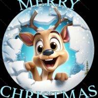 Peekaboo Reindeer Merry Christmas Metal Photo H-1100