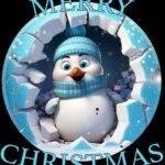 Merry Christmas Peekaboo Penguin Metal Photo C-1092