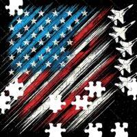 Fighter Jet American Flag Jigsaw Puzzle U-1069