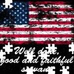 Well Done, Good And Faithful Servant Quote With Flag Jigsaw Puzzle Q-1091