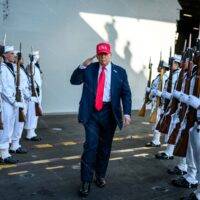 Donald Trump Saluting Navy Guard Metal Photo