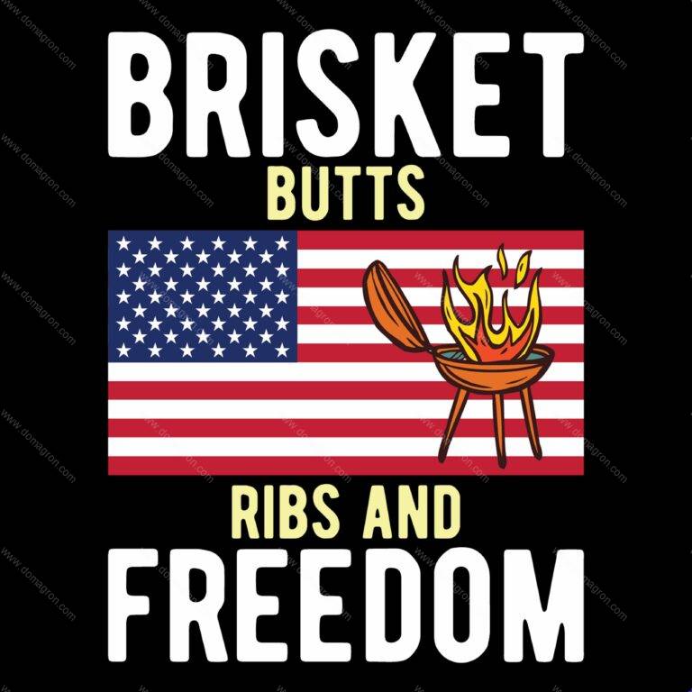 Brisket Butts Ribs And Freedom Direct to Film (DTF) Heat Transfer U-1136