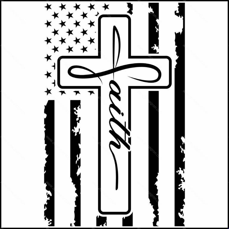 Faith Cross Flag Direct to Film (DTF) Heat Transfer U-1116