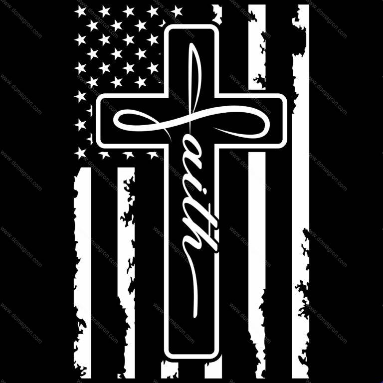 Faith Cross Flag Direct to Film (DTF) Heat Transfer U-1116