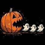 Pumpkin Eating Ghost Funny Halloween Retro Direct to Film (DTF) Heat Transfer H-1158