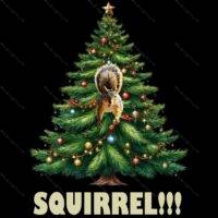 The Griswold Family Squirrel!!! Jumping From Christmas Tree Direct to Film (DTF) Heat Transfer H-1187