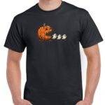 Pumpkin Eating Ghost Funny Halloween Retro Shirt H-1158