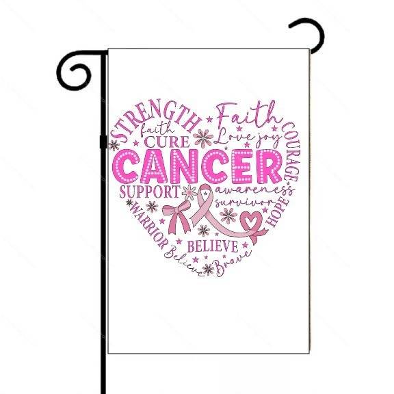 Breast Cancer Awareness Heart Garden Flag F-1181