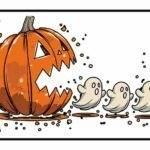 Pumpkin Eating Ghost Funny Halloween Retro License Plate H-1158