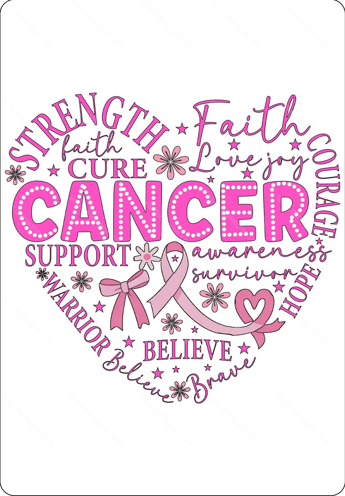 Breast Cancer Awareness Heart Metal Photo F-1181