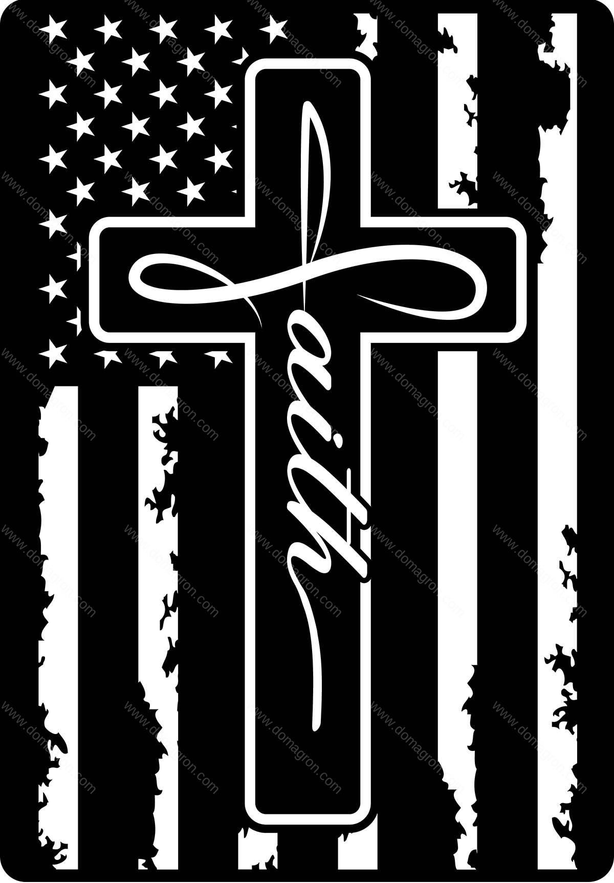 Faith Cross Flag Metal Photo U-1116