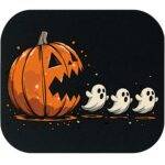 Pumpkin Eating Ghost Funny Halloween Retro Mouse Pad H-1158