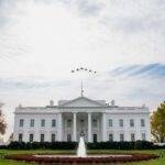 Fighter Jets Flying Over The Whitehouse Metal Photo