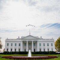 Fighter Jets Flying Over The Whitehouse Metal Photo