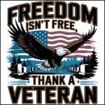 Freedom Isn't Free Thank A Veteran Direct to Film (DTF) Heat Transfer U-1224