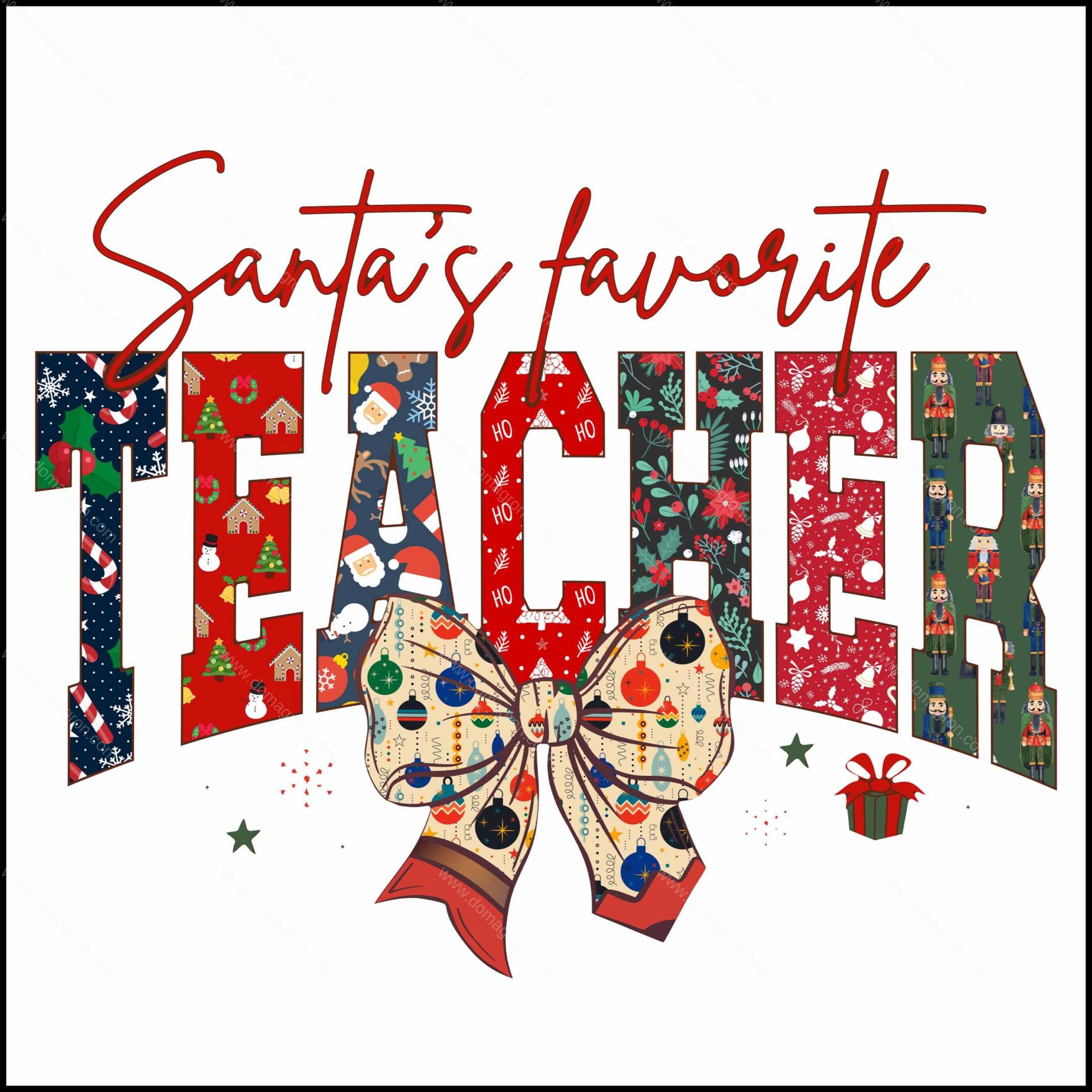 Santa's Favorite Teacher Direct to Film (DTF) Heat Transfer F-1226